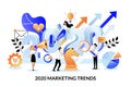 Digital marketing trends, strategy, business plan for 2020 year. Vector illustration. Expectation, perspective concept