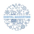 Digital Marketing vector round concept outline illustration