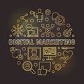 Digital Marketing vector round golden outline illustration