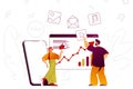 Digital marketing web concept. Team promoting business