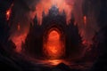Demonic Gate with Lava River - Digital Illustration.GenerativeAI.