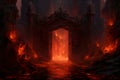 Demonic Gate with Lava River - Digital Illustration.GenerativeAI.