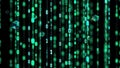 Digital matrix background with cascading green code lines inspired by cyber world visuals Royalty Free Stock Photo