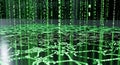 Digital Matrix Background Green Binary Code Falling on Circuit Board Royalty Free Stock Photo