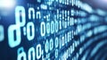 Digital matrix background with green binary code and glowing elements Royalty Free Stock Photo