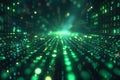 Digital matrix background with green binary code and light rays, creating an abstract digital space for text or graphics. in Royalty Free Stock Photo