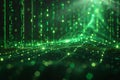 Digital matrix background with green binary code and light rays, creating an abstract digital space for text or graphics. in Royalty Free Stock Photo