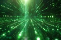 Digital matrix background with green binary code and light rays, creating an abstract digital space for text or graphics. in Royalty Free Stock Photo