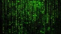 Digital matrix background with green binary code and patterns Royalty Free Stock Photo