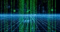 Digital Matrix with Binary Code and Network Grid - Futuristic Technology Concept Royalty Free Stock Photo