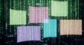 Digital Matrix with Colored Data Panels - Technology, Coding, Data Visualization Royalty Free Stock Photo
