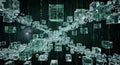 Digital Matrix Cubes Floating in Abstract Data Stream Royalty Free Stock Photo