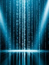 Digital Matrix of Falling Binary Code in Blue Tones with Light Effects data technology Royalty Free Stock Photo