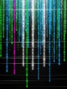 Digital Matrix of Falling Binary Code in Neon Blue Green and Pink image photo Royalty Free Stock Photo