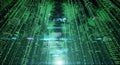 Digital Matrix Forest Futuristic Green Code Streams and Data Flow Royalty Free Stock Photo