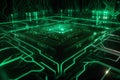 Digital matrix: glowing abstract 3d microchip