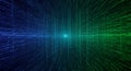 Digital matrix-style graphic with binary code in blue and green, creating a tunnel Royalty Free Stock Photo