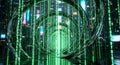 Digital Matrix Tunnel Futuristic Binary Code and Abstract Technology Background Royalty Free Stock Photo