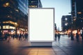 Digital Media Blank white mock up of advertising light box billboard at city background, advertising, Generative AI Royalty Free Stock Photo
