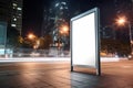 Digital Media Blank white mock up of advertising light box billboard at city background, advertising, Generative AI Royalty Free Stock Photo