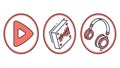 Digital Media Icons: Play, Documents Headphones, vector design Generative AI Royalty Free Stock Photo