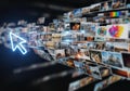 Digital media library abstract cursors navigating through screens and images Royalty Free Stock Photo