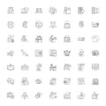 Digital media linear icons, signs, symbols vector line illustration set Royalty Free Stock Photo