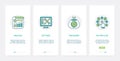 Digital media marketing analyzing technology UX, UI onboarding mobile app page screen set