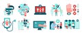 Digital Medicine Icons Set Royalty Free Stock Photo