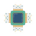 Digital Microchip Processor Circuit Board Component with Connection Pins and Data Points Royalty Free Stock Photo