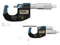 Digital micrometer on transparent background. There are 3 components which are perfect assembly for your own composition