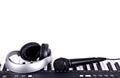 Digital midi keyboard and headphones Royalty Free Stock Photo