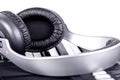 Digital midi keyboard and headphones Royalty Free Stock Photo