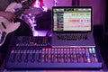 Digital mixer in a recording Studio , with a computer for recording music. The concept of creativity and show business