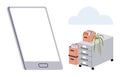 Digital Mobile Device and Office Filing Cabinet with Cloud Storage Concept Royalty Free Stock Photo