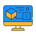 digital model on computer screen icon color illustration