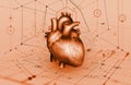 Digital model of human heart. Modern technologies in cardiology, research and transplantation Royalty Free Stock Photo