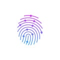 digital modern identify and measuring the bright fingerprint. security, password control through fingerprints in immersive