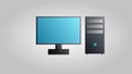 Digital modern new stationary office computer for games, work and entertainment on a white background. Vector illustration Royalty Free Stock Photo