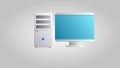 Digital modern new stationary office computer for games, work and entertainment on a white background. Vector illustration Royalty Free Stock Photo