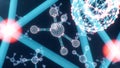 Digital molecules, atoms bacground. Grid structure, connection lines and dots. Molecule chemistry of connection lines