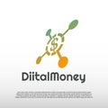 Digital money logo design, dollar sign concept, illustration element-vector Royalty Free Stock Photo