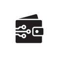 Digital money wallet - black icon on white background vector illustration for website, mobile application, presentation, infograph