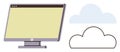Digital Monitor and Cloud Elements Representing Cloud Computing and Connectivity Royalty Free Stock Photo