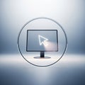 Digital Monitor with Glowing Cursor Inside a Transparent Circle on a Gradient Background Royalty Free Stock Photo