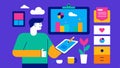 Digital Mood Board A designer creating a vibrant mood board on a tablet incorporating various textures colors and