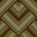 Digital mosaic 3d gold seamless pattern. Vector ornamental halftone background. Repeat half tone gradient backdrop. Geometric
