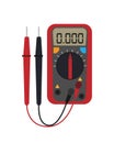 Digital multimeter. Electrical measuring instrument: voltage, amperage, ohmmeter, power. Flat style