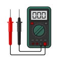 Digital multimeter. Electrical Measuring Instrument Voltage Amperage Ohmmeter and Power. Vector