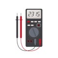 Digital multimeter. flat design concept, Electrical measuring instrument voltage amperage ohmmeter power Royalty Free Stock Photo